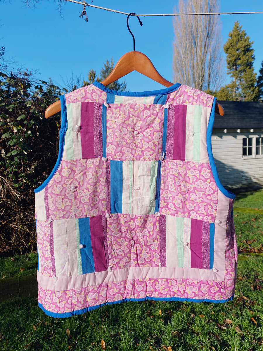 『別注』Needles URBS Piping Quilt Vest track Pipeline Quilted Vest - Ice Blue