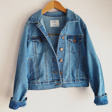 10Y Upcycled Denim Jacket w/Quilted Flower Patch