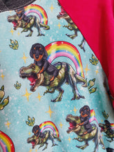 10Y Daschund Riding A T-Rex Rainbow Hoodie