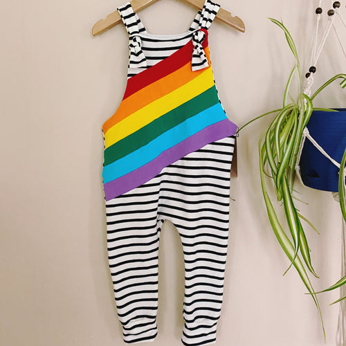 Monochrome Meets Rainbow Overalls